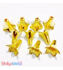 Bead Caps 12mm - 5 Leaves - Golden - Pack of 10